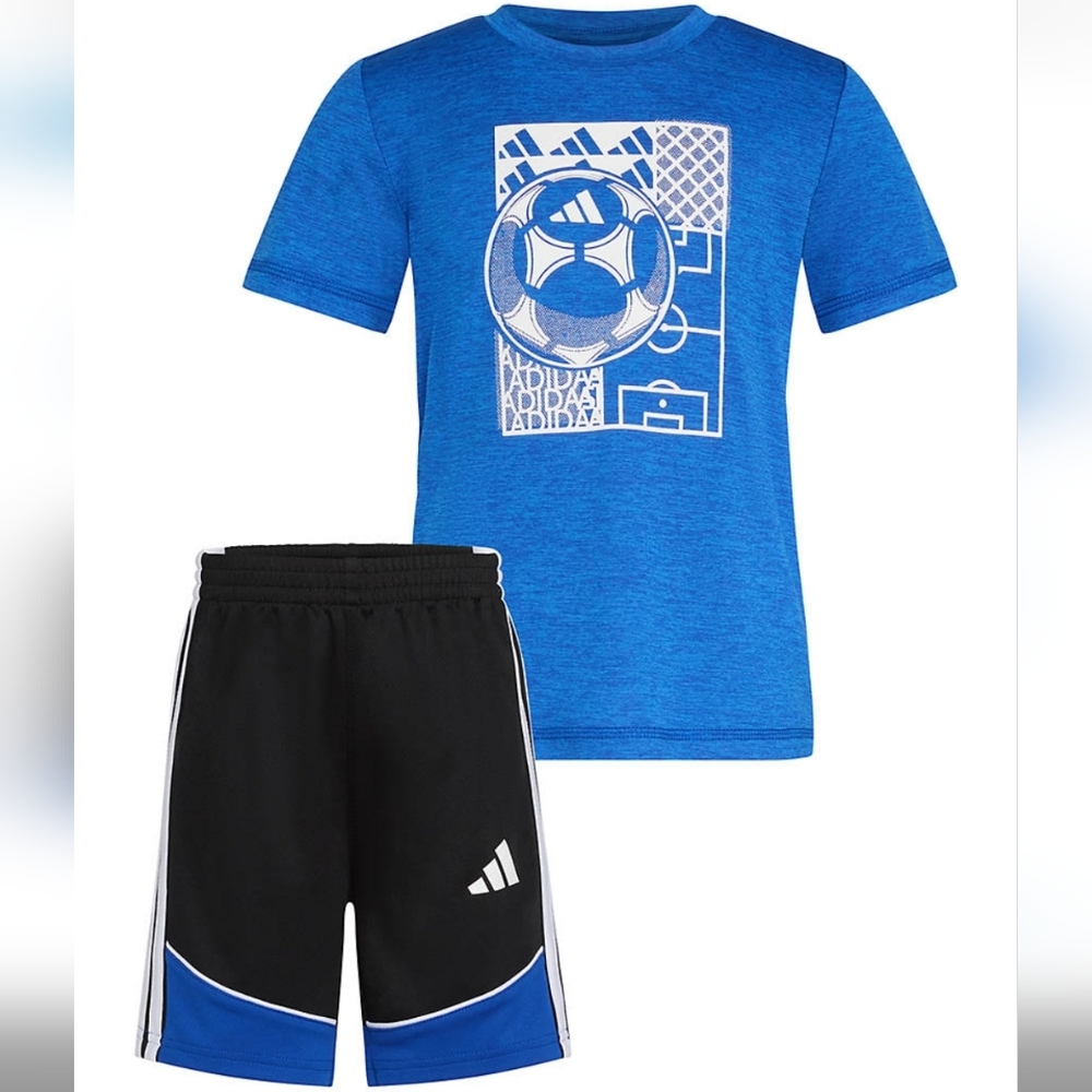 Adidas Kids Blue Graphic Tee & Shorts